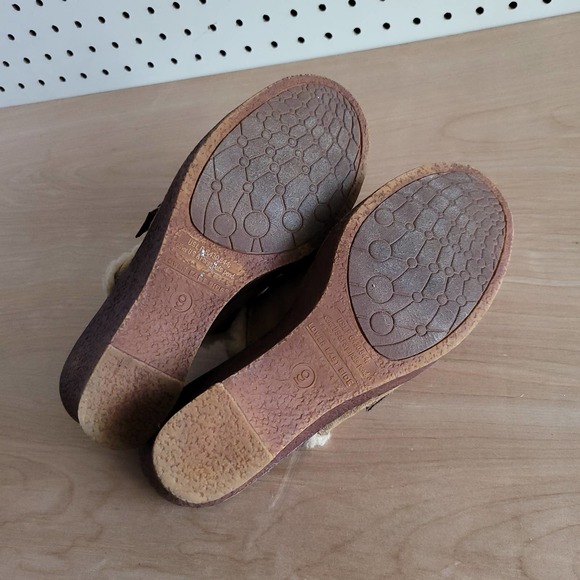 90s Y2k Suede Clog Mules Sherpa Buckle Size 9 - Picture 7 of 8